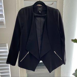 Forever 21 oversized asymmetric black suit blazer jacket zip pockets